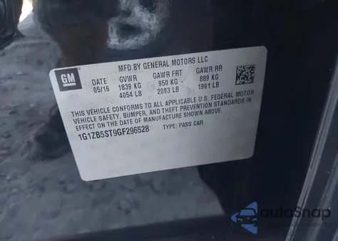 2016 Chevrolet Malibu Ls from USA, damaged, VIN 1G1ZB5ST9GF296528